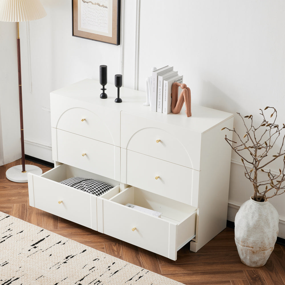 Ladeblok – Ladekast – Dressoir – Opbergmeubel – Ladekastje – Wit – 6 Lades – Vintage Design – 82x120x40 cm – Zonder Houtdelen