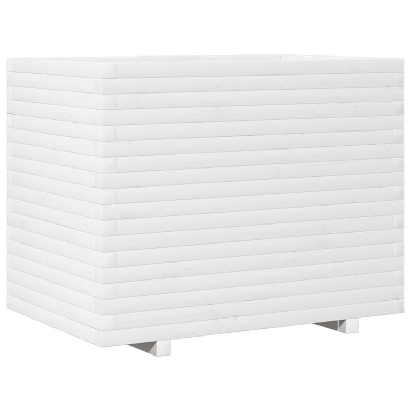 Witte Houten Plantenbak – Plantenpot – Bloembak – Plantenzuil – Plantenbak Binnen Buiten – Massief Dennehout – 90x60x72 cm – Lichtgewicht & Weerbestendig