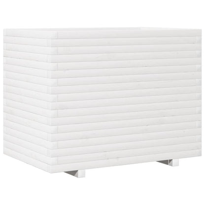 Witte Houten Plantenbak – Plantenpot – Bloembak – Plantenzuil – Plantenbak Binnen Buiten – Massief Dennehout – 90x60x72 cm – Lichtgewicht & Weerbestendig