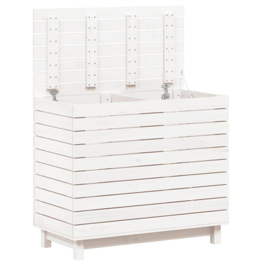 Wasmand – Wasbox – Wassorteerder – Waszak – Opbergmand – Massief Grenenhout – Groot Formaat 88,5x44x76 cm – Witte Afwerking