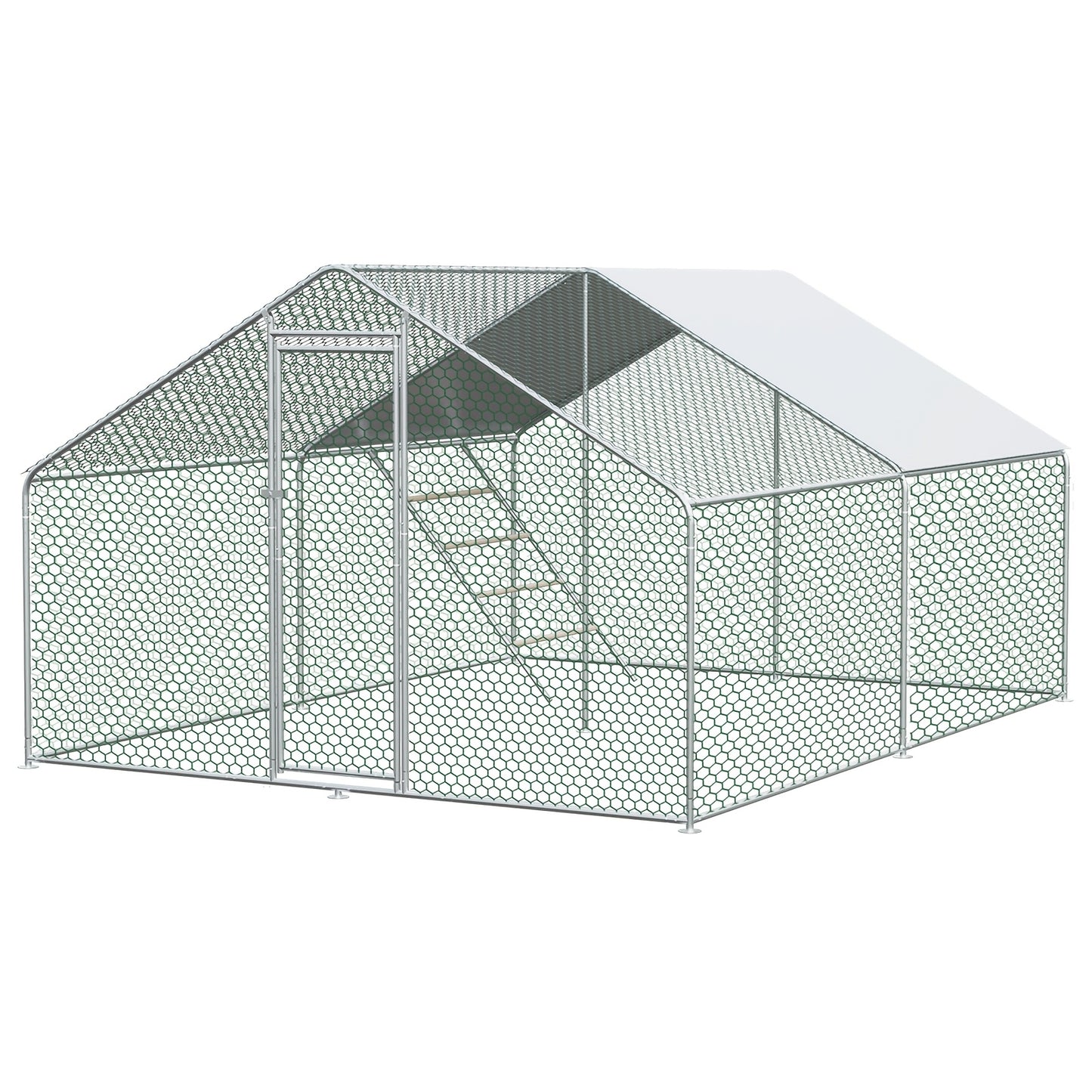 3x4x2 Meter Chicken Coop, Poultry And Livestock Enclosure, with Safety Lock, Made Of Metal, Suitable for Chickens, Rabbits And Other Small Animals.