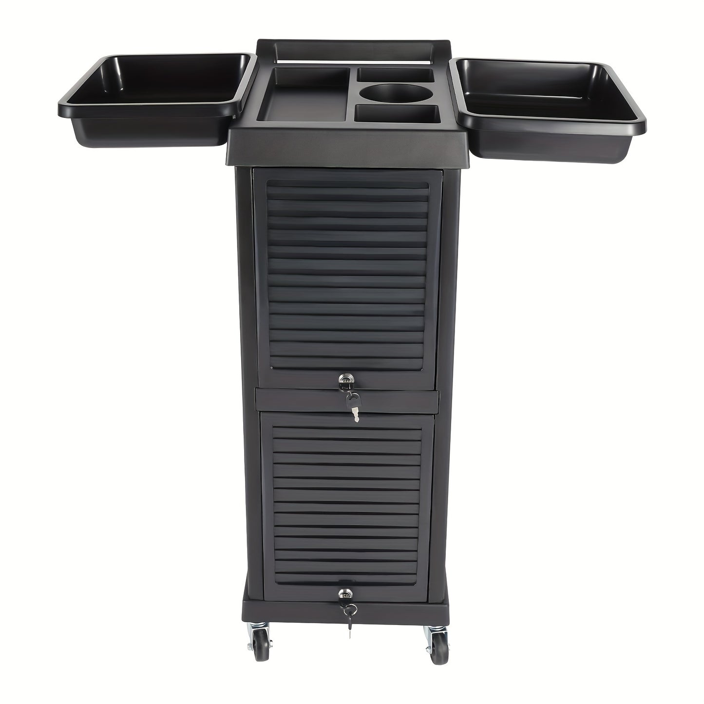 Opbergtrolley – Salonwagen – Beauty Trolley – Kapperswagen – Rollcontainer – Mobiel en Stabiel – 7 Niveaus Opbergruimte – Zwart Kunststof