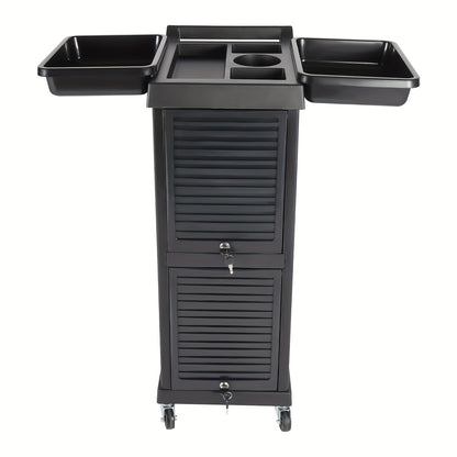 Opbergtrolley – Salonwagen – Beauty Trolley – Kapperswagen – Rollcontainer – Mobiel en Stabiel – 7 Niveaus Opbergruimte – Zwart Kunststof
