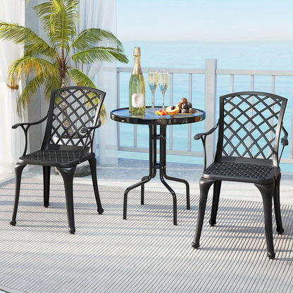 Tuinstoelen – Tuinstoel Set – Buitenkamer Stoelen – Aluminium Stoelen – Balkon Stoelen – Zwart – Gietaluminium – Ergonomische Zitting – Verstelbare Voetdoppen