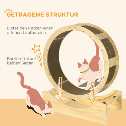 Kattenloopwiel – Kattenrad – Kattenrenwiel – Kattenfitness – Kattenren – Eikenhout – 91 cm Doorsnede – Met Remfunctie en Krabmat