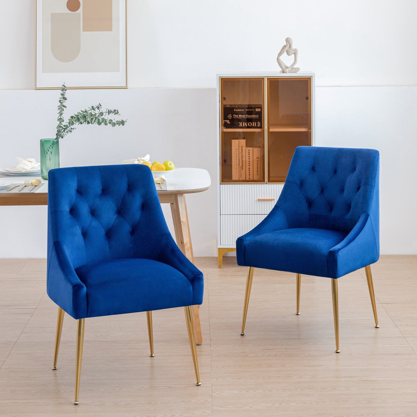 Set van 2 Moderne Eetkamerstoelen – Velours Stoelen – Gestoffeerde Stoelen – Zwarte Stoelen – Luxe Stoelen – Grijs Metalen Poten – Comfortabele Zachte Zitting
