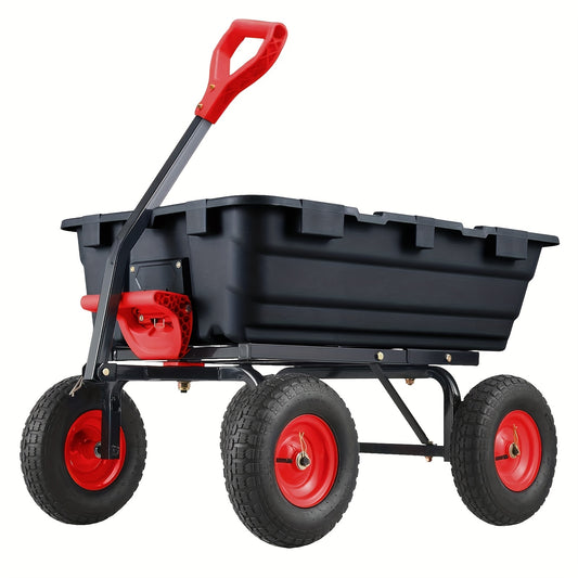 Tuinkar – Kruiwagen – Tuinwagen – Tuinkarretje – Transportkar – Zwaar Belastbaar Tot 362 kg – 180° Draaibare Handgreep & Snelkoppelingssysteem – Stevig Stalen Frame Met Polymeer Laadvlak – 10 Inch All-Terrain Banden – Zwart