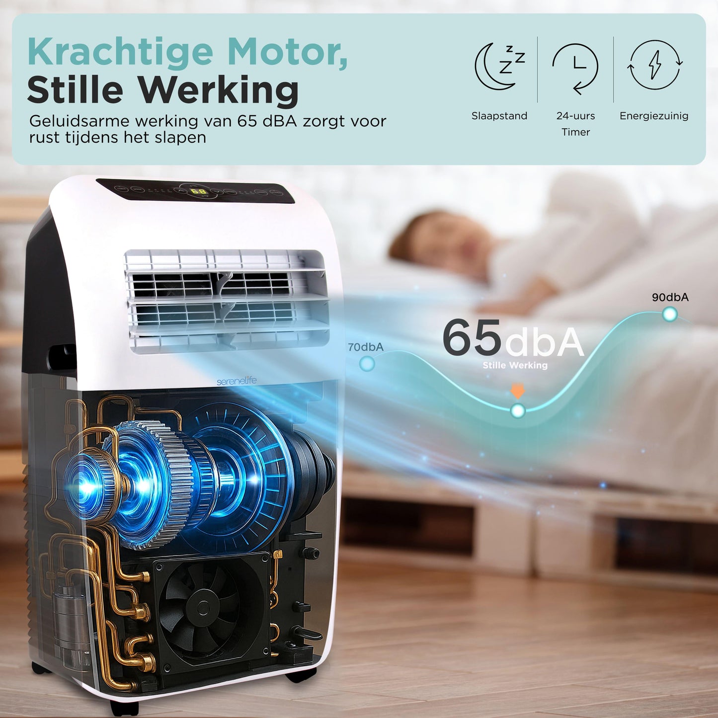 Mobiele Airconditioner – Draagbare Airco – Verplaatsbare Koeler – Mobiele Ventilator – 3-in-1 Klimaatbeheersing – 9.000 BTU Koeling – Ingebouwde Ontvochtiger met Afstandsbediening