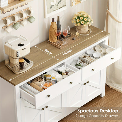 Kast – Opbergkast – Ladekast – Dressoir – Kastenmeubel – Verstelbare Planken – Stevig Hout – Wit Met Gouden Accenten