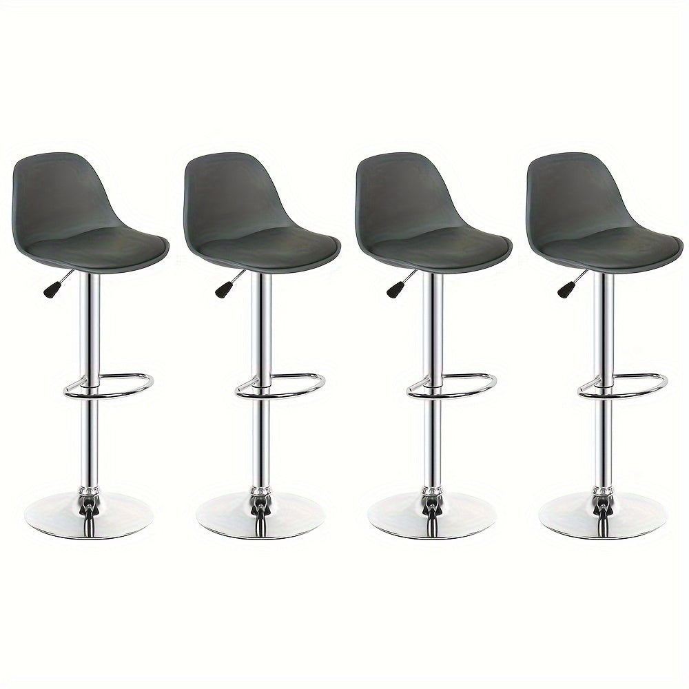 Barkruk – Barstoel – Barstoelset – Keukenstoel – Kruk – Verstelbare Zithoogte – Modern Grijs PU-leer