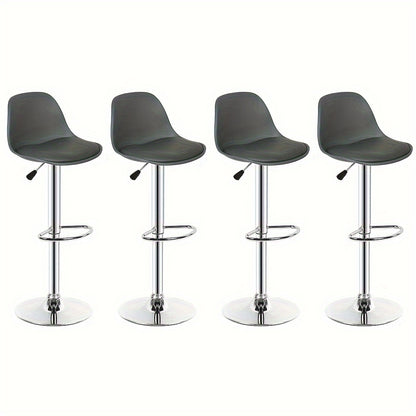 Barkruk – Barstoel – Barstoelset – Keukenstoel – Kruk – Verstelbare Zithoogte – Modern Grijs PU-leer