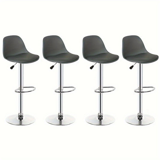 Barkruk – Barstoel – Barstoelset – Keukenstoel – Kruk – Verstelbare Zithoogte – Modern Grijs PU-leer