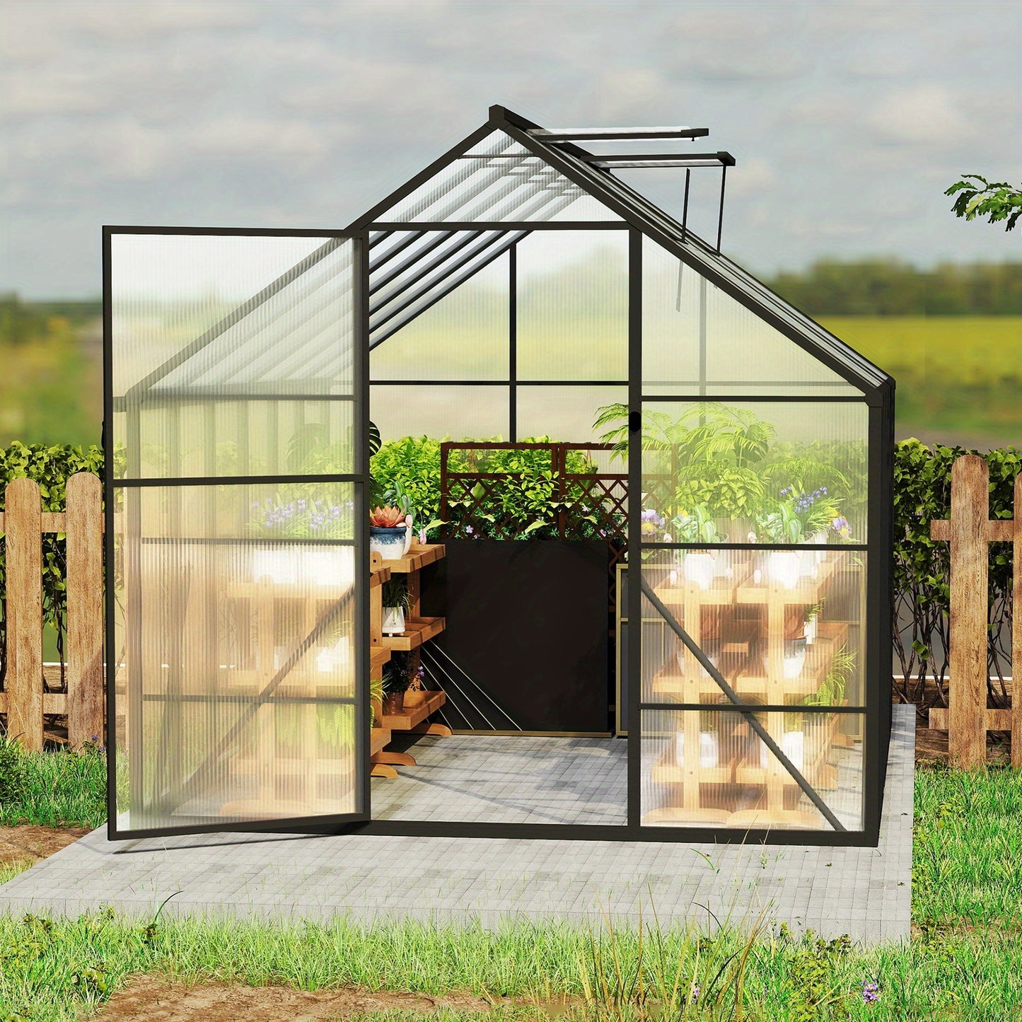 Aluminium Kweekkas – Serre – Groentekas – Plantenkas – Tuinkas – 310x250x205 cm – Stevig Aluminium Frame – PC Panelen Met Ventilatie