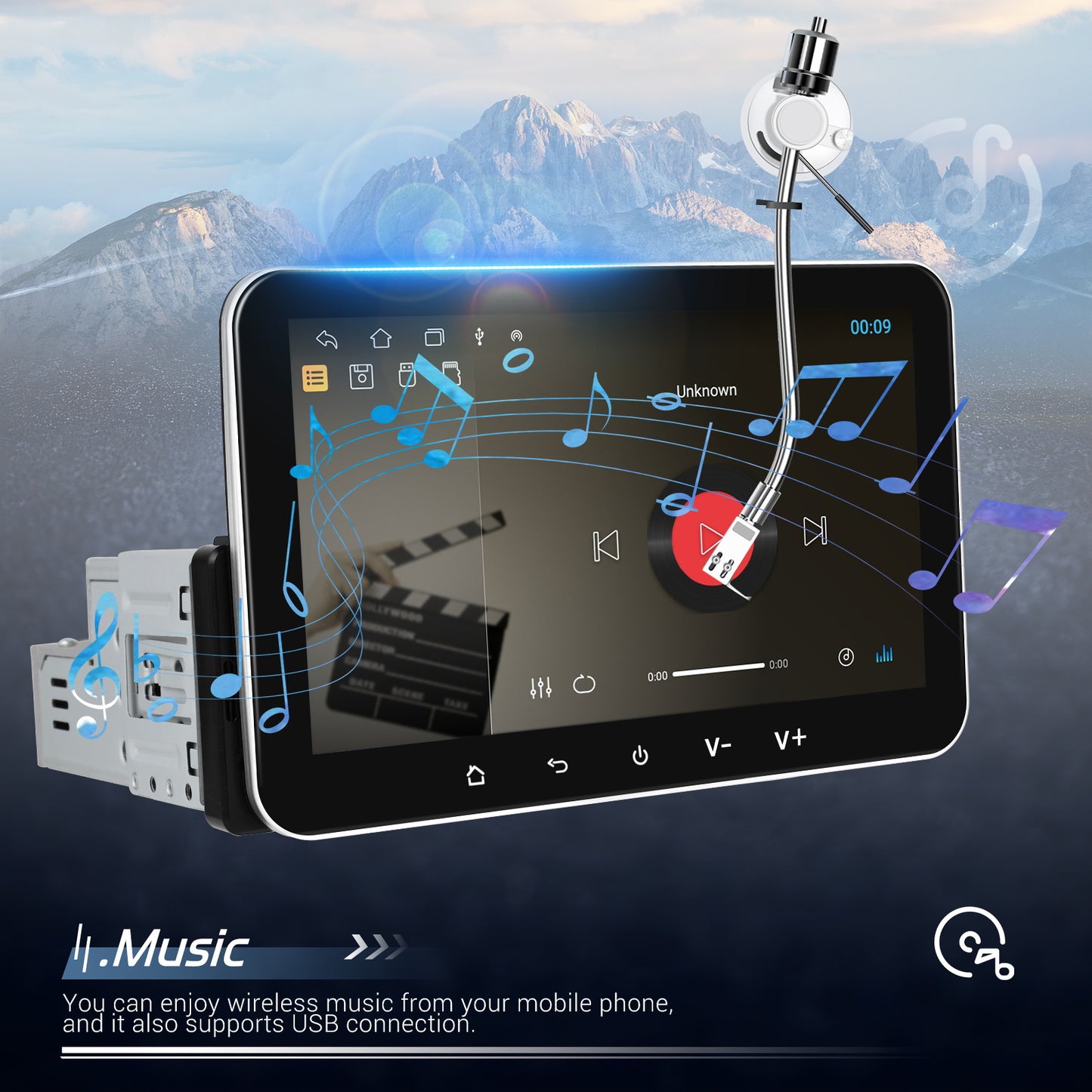 1 DIN Android Autoradio – Auto Multimedia Systeem – Inbouw Radio – Car Stereo – Navigatie Systeem – 7” HD IPS Touchscreen – Draadloze Connectiviteit & Achteruitrijcamera Ondersteuning