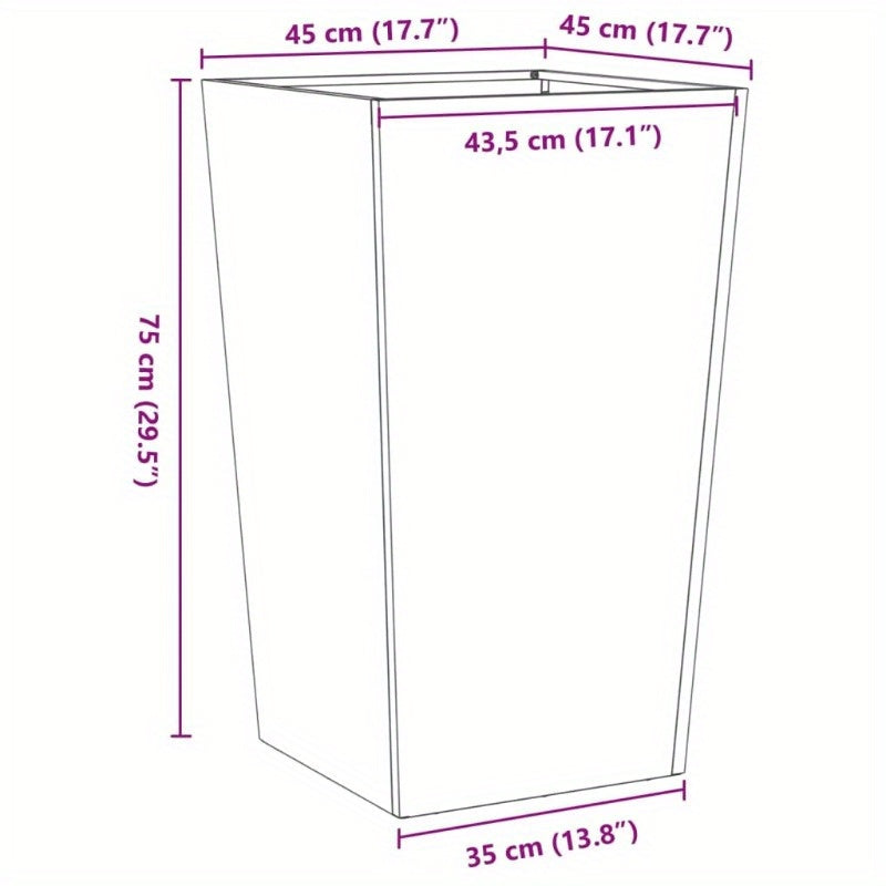 Easy to assemble modern and simple Planters 2pcs black 45x45x75cm steel backyard high-quality flower box kit