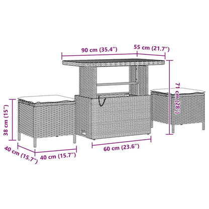 Tuinbank – Buitenbank – Tuinmeubel – Loungeset – Modulaire tuinbank – Weerbestendig kunstrotan – Donkergrijze polyester kussens - Grijs-Donkergrijs