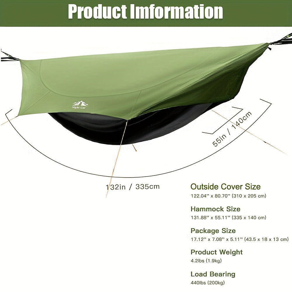Hangmat – Campinghangmat – Tenthangmat – Reis Hangmat – Outdoor Hangmat – Lichtgewicht & Compact – Ingebouwd Muskietennet en Waterafstotende Buitensluier