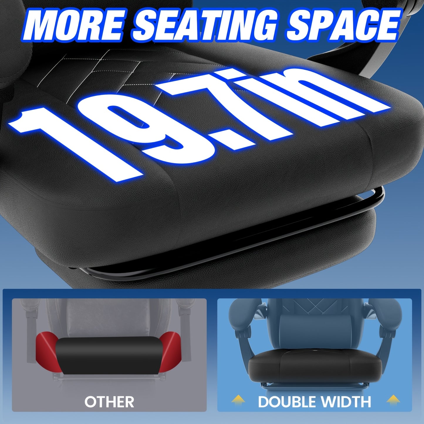 Gamingstoel – Gamestoel – Gaming Chair – Gamestoel Bureaustoel – Ergonomisch Design – Verstelbare Rugleuning 90°-135° – Inklapbare Voetensteun – PU-Leder Grijs