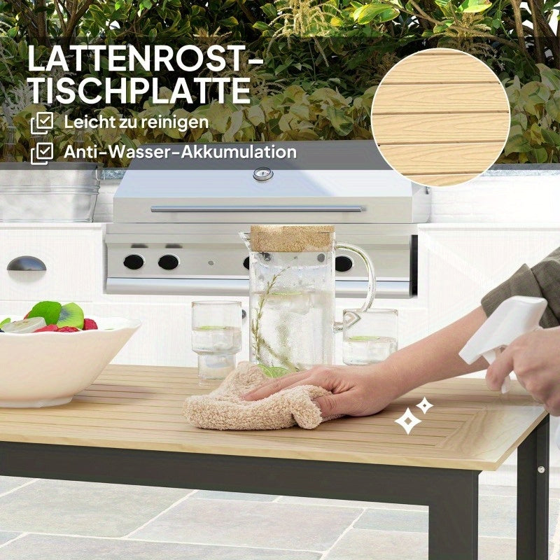 Tuintafel – Buitentafel – Balkon Tafel – Terrastafel – Tuinmeubel – Verstelbare Hoogte – Weerbestendig IJzeren Frame – 175x78 cm – 6 Persoons