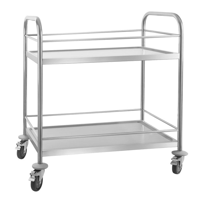 Stainless Steel Waiter'S Cart with Railings - 2 Shelves Royal Catering