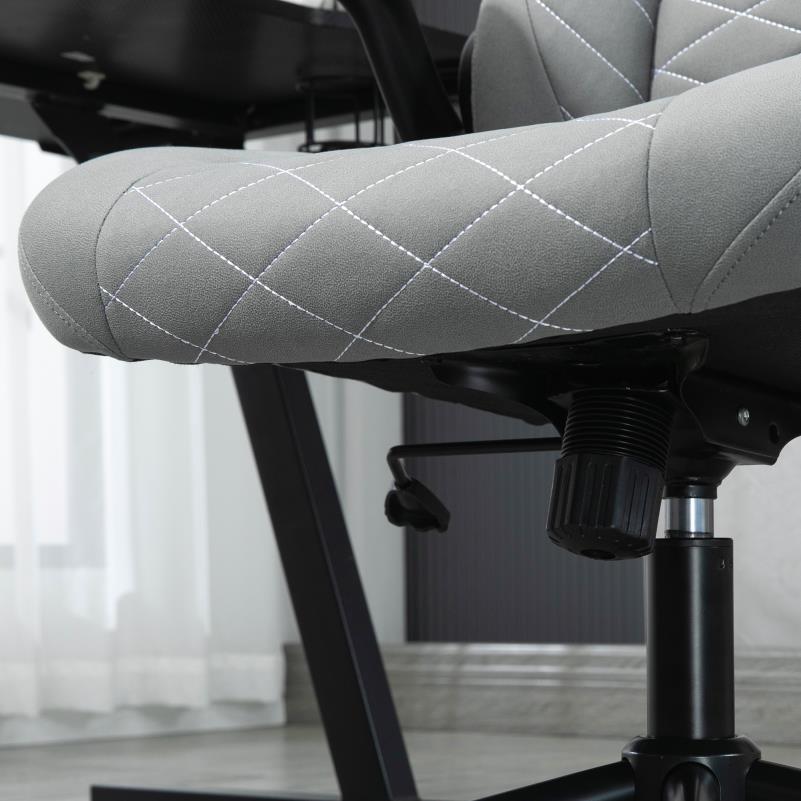 Bureaustoel – Ergonomische Stoel – Office Chair – Gamingstoel – Draaistoel – Verstelbare Armleuningen – Lendensteun – PU Bekleding – Robuust Vijfwiel Onderstel – Grijs Modern Design