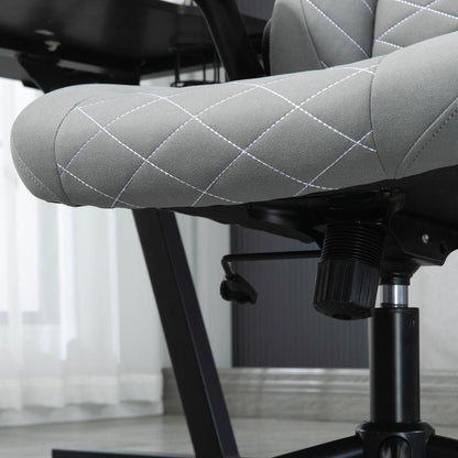 Bureaustoel – Ergonomische Stoel – Office Chair – Gamingstoel – Draaistoel – Verstelbare Armleuningen – Lendensteun – PU Bekleding – Robuust Vijfwiel Onderstel – Grijs Modern Design