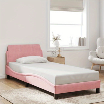 Bed Frame Con Testiera Without Mattress Rosa 90X200 Cm Velvet Practical, Removable, Suitable for All Seasons