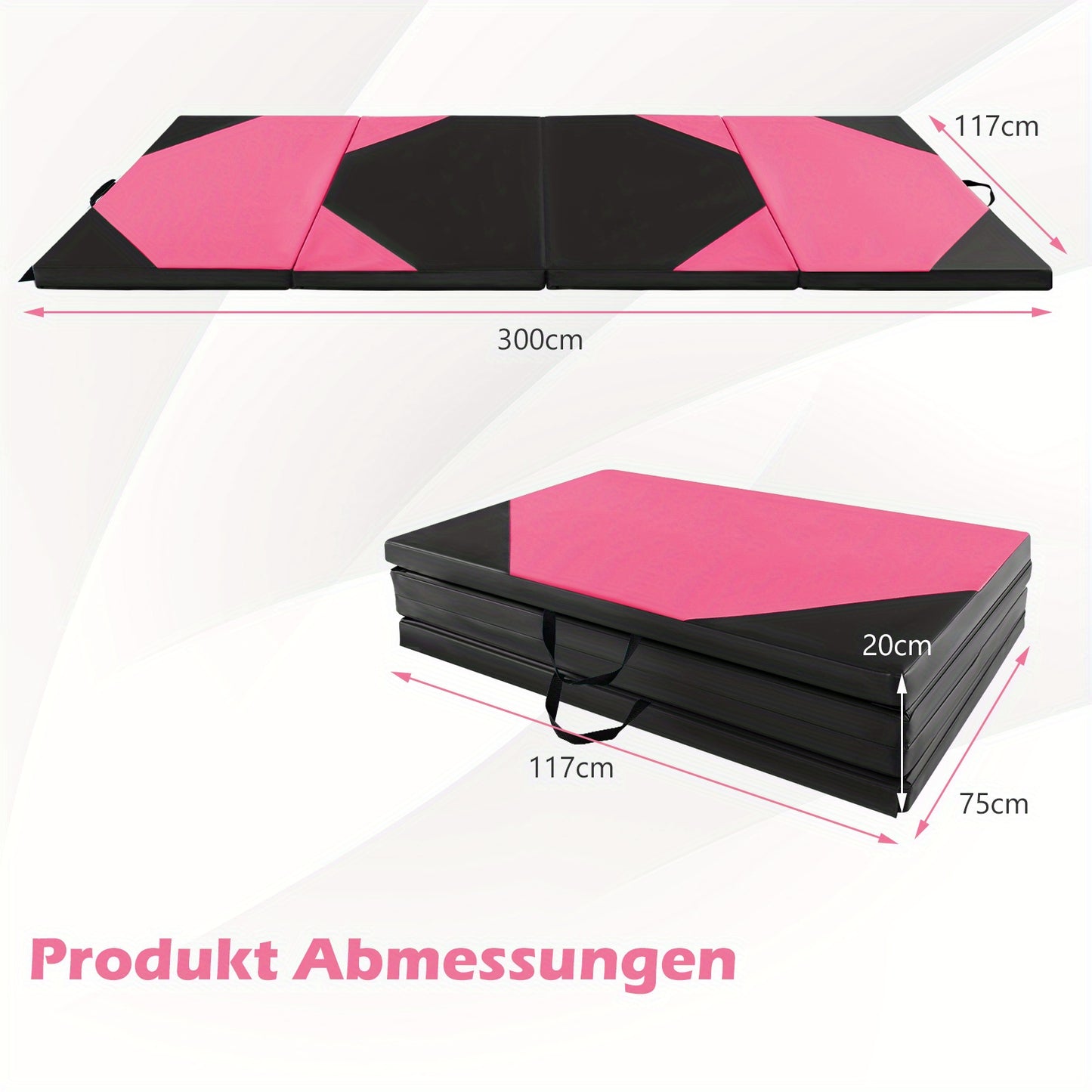Turnmat – Gymmat – Sportmat – Trainingsmat – Fitnessmat – Extra Groot 305x122cm – 5 cm Dikke EPE Schuimvulling met Antislip en Inklapbaar Design