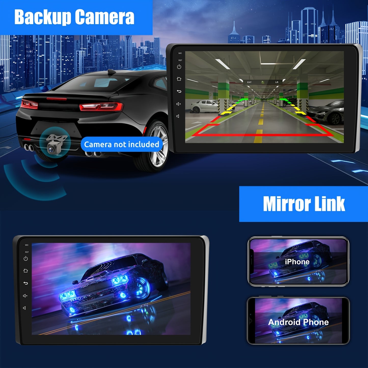 Android Car Stereo – Auto Multimedia Speler – Navigatie Systeem – Autoradio 2-DIN – Met AHD Camera & Microfoon – 9 Inch IPS Touchscreen – Android 14.0 Systeem