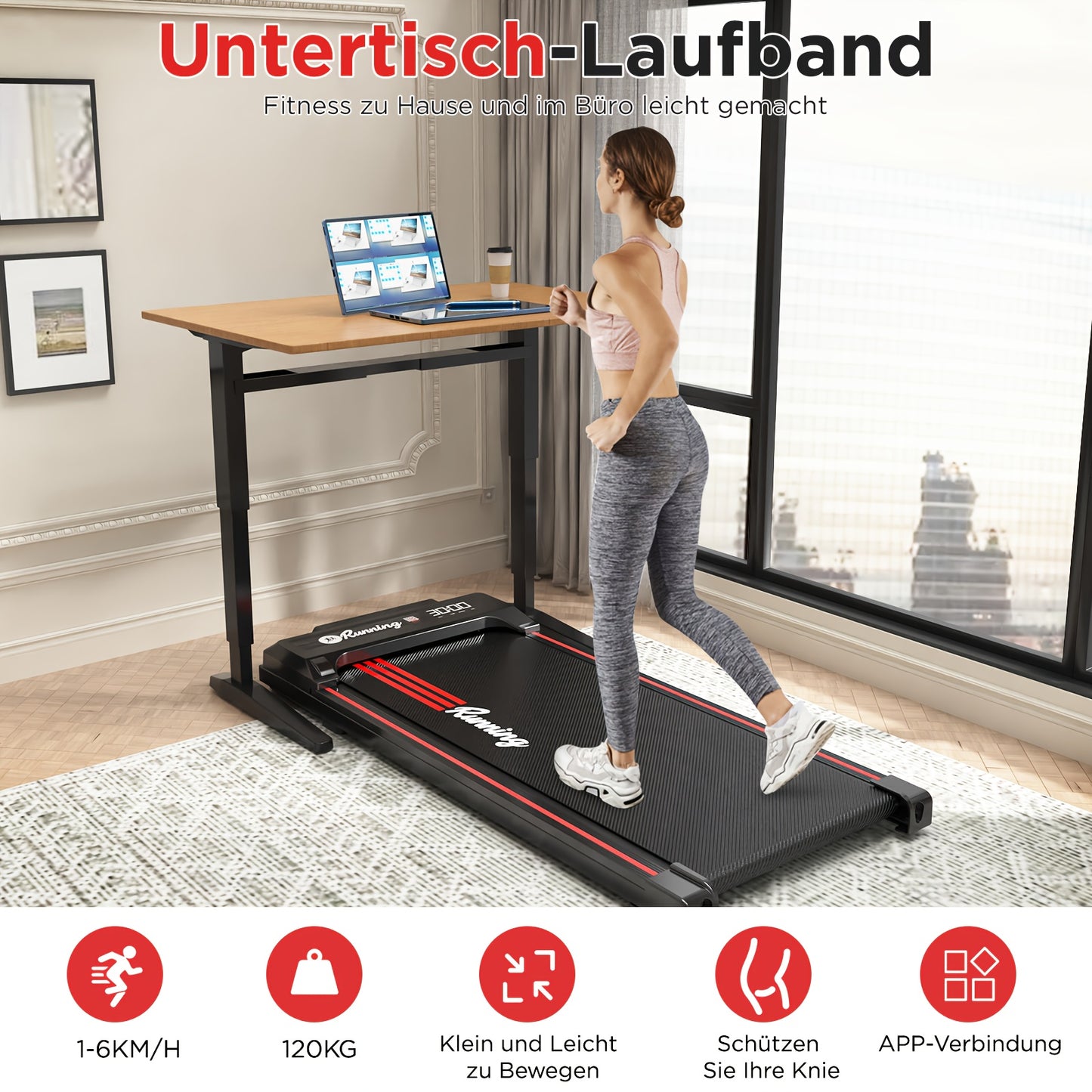 2-in-1 Folding Treadmill with Remote Control & Music Playback, LED Display, 37.5x90cm Running Belt, No-Assembly Design, Quiet Operation, Compact Space-Saving Home Gym Equipment with App Connectivity, 220-240V, European Plug,