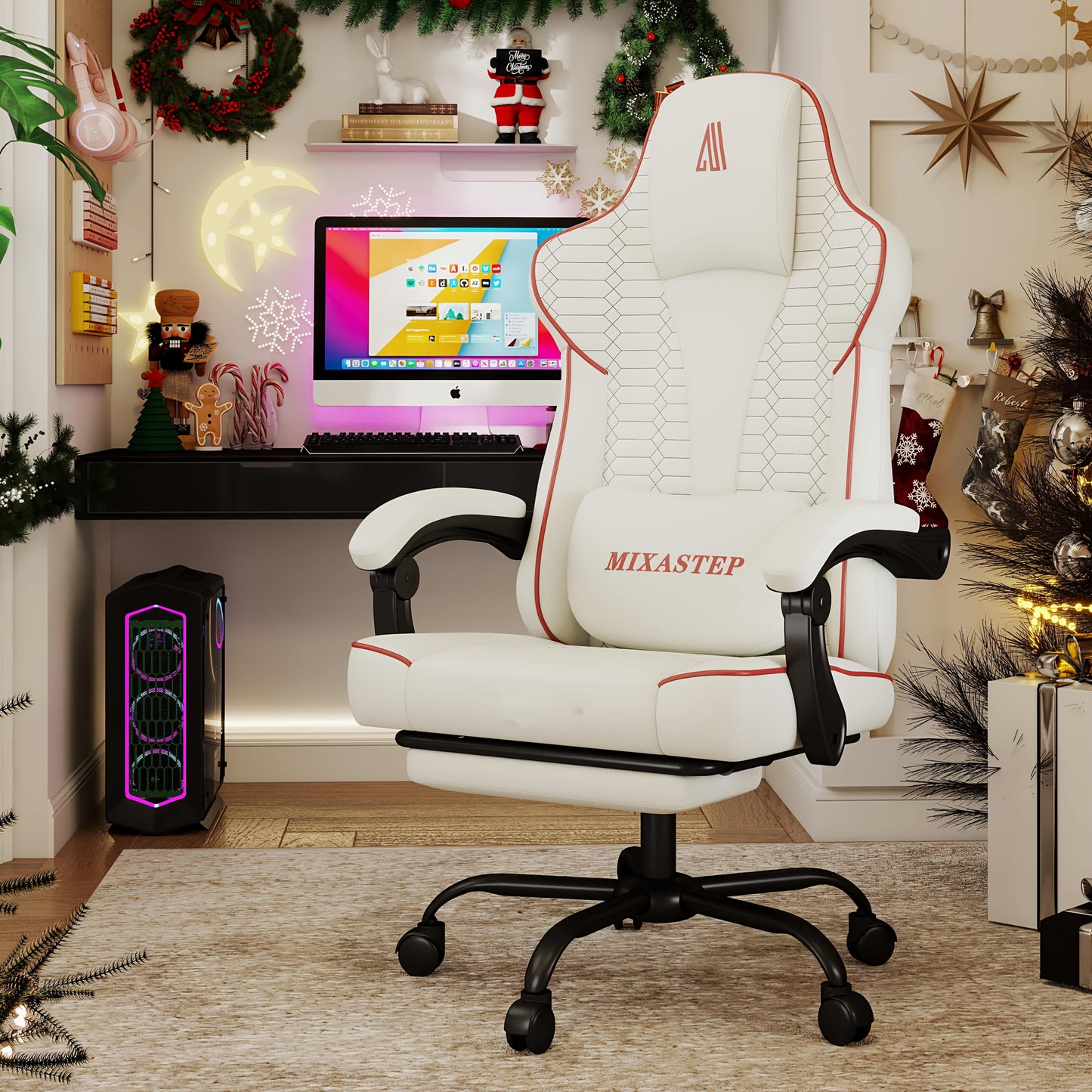 Gamingstoel – Gamestoel – Bureaustoel – Computerstoel – Werkstoel – Ergonomisch Design – 360° Draaibaar – Verstelbare Rugleuning – Rood – Geschikt Tot 150 kg