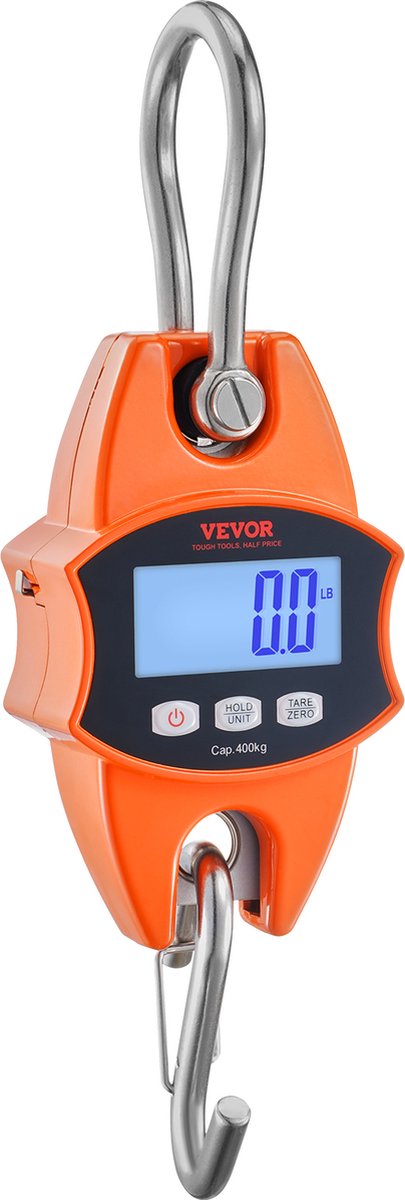 Kraanweegschaal - Nauwkeurige Meting - LCD-scherm - S-haak - 0,05 kg Nauwkeurigheid -0,15 tot 400 kg Capaciteit - voor de Jacht, Visserij, Landbouw, Boogafstemming en Andere Lichte Weegsituaties - Oranje