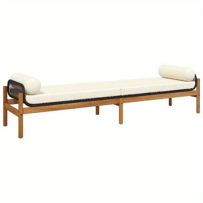 Tuinbank – Buitenbank – Patio Bank – Tuinmeubel – Loungeset – Zwart Acacia Weefsel – Weerbestendig Tungsten Stalen Frame