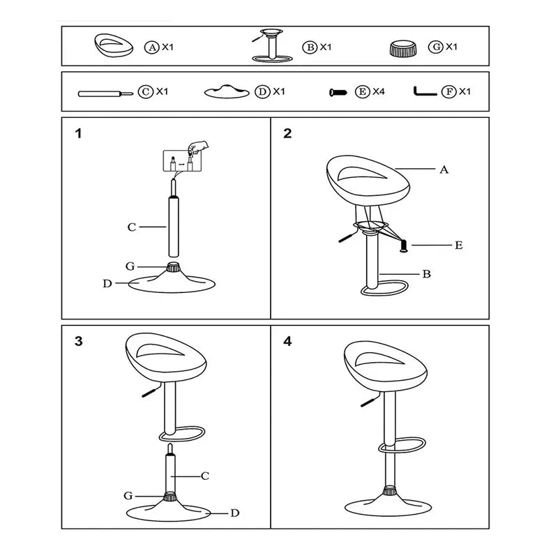 Barstoel – Barkruk – Barstoelset – Keukenstoel – Barstoel met rugleuning – Set van 2 – 360° Draaibaar – Verstelbare Zithoogte 55-75 cm – ABS Kunststof – Chroom Stalen Onderstel