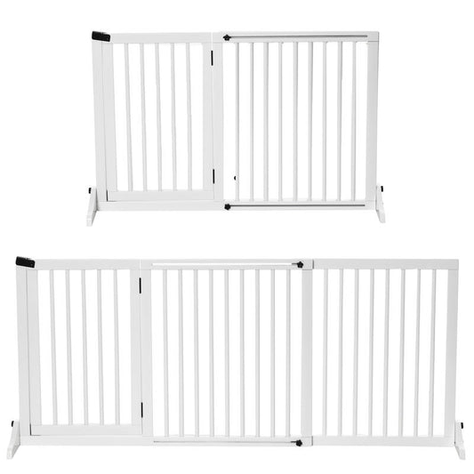 Hondenhek – Veiligheidspoort – Babypoort – Houten Barrier – Vrijstaande Hondenpoort – Verstelbaar 113-166 cm – Hoogwaardige Houtafwerking – Met Deur