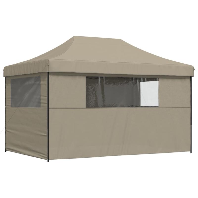 Partytent – Opvouwbare Tent – Vouwtent – Feesttent – Pop-up Tent – Taupe – 4 Zijwanden – Snel Op te Zetten