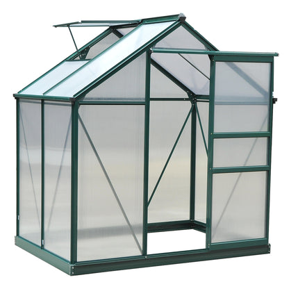 Kas – Kweekkas – Tuinkas – Serre – Broeikas – Aluminium Frame – UV-bestendig Polycarbonaat – Versterkte Basis – Dakventilatie – Schuifdeur – Groen – 2,5 m²