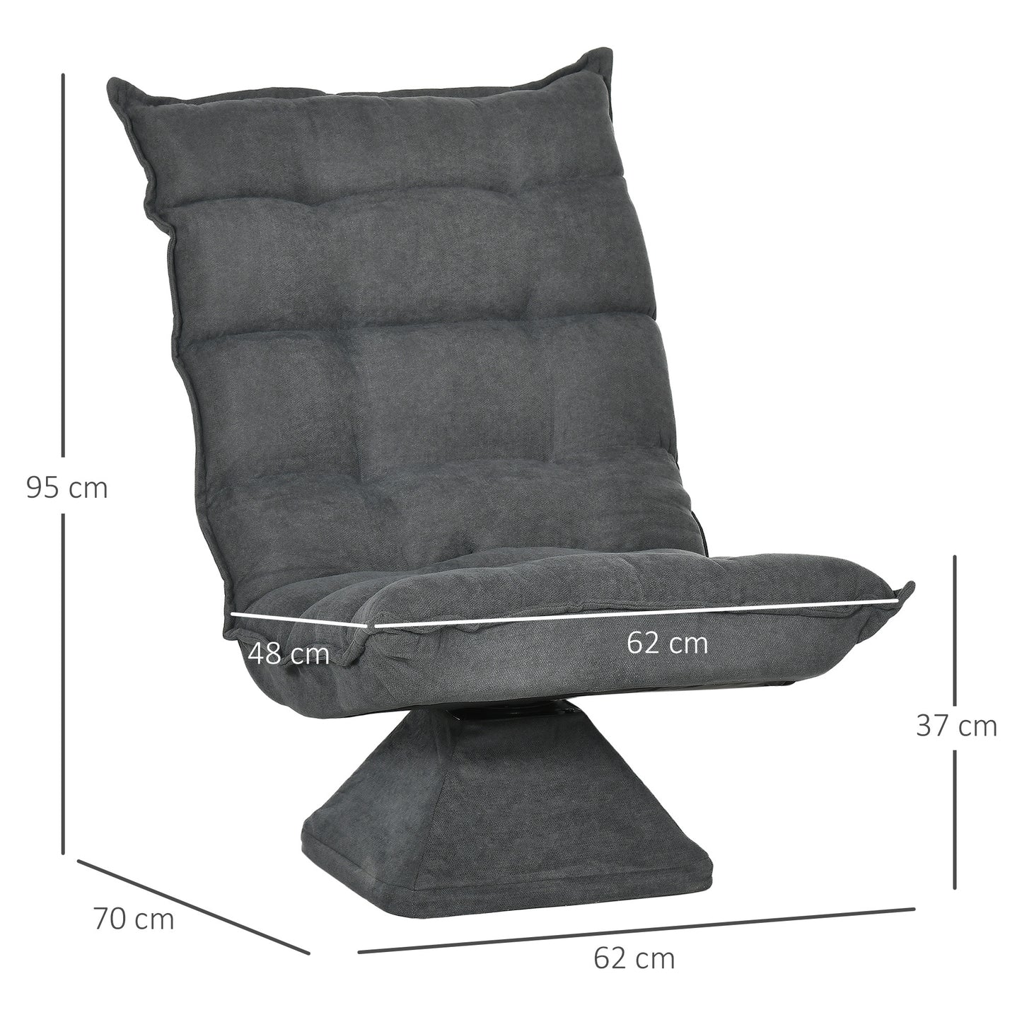 Draaifauteuil – Fauteuil – Lounge Stoel – Relaxstoel – Zithoekstoel – 360° Draaibaar – Verstelbare Rugleuning – Grijze Tweed Bekleding – Metaal Frame