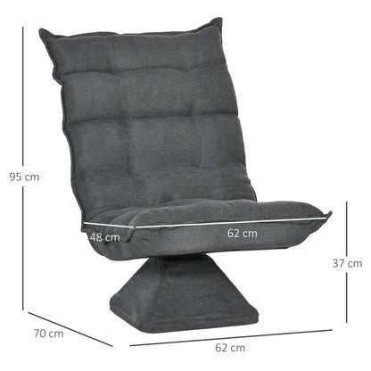 Draaifauteuil – Fauteuil – Lounge Stoel – Relaxstoel – Zithoekstoel – 360° Draaibaar – Verstelbare Rugleuning – Grijze Tweed Bekleding – Metaal Frame