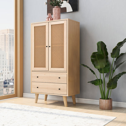 Bamboe Kast – Opbergkast – Ladekast – Opbergmeubel – Dressoir – Verticale Kast Met 2 Deuren En 3 Laden – Duurzaam Natuurlijk Bamboe – Compact 68 Cm Hoog