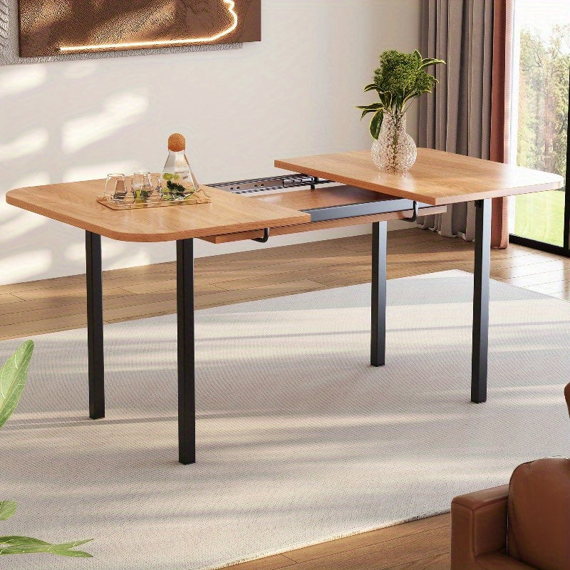 Uitklapbare Eettafel – Uitschuifbare Tafel – Keukentafel – Verstelbare Tafel – Vouwtafel – Stevige Aluminium Onderstel – Verstelbare Lengte 120-160 cm