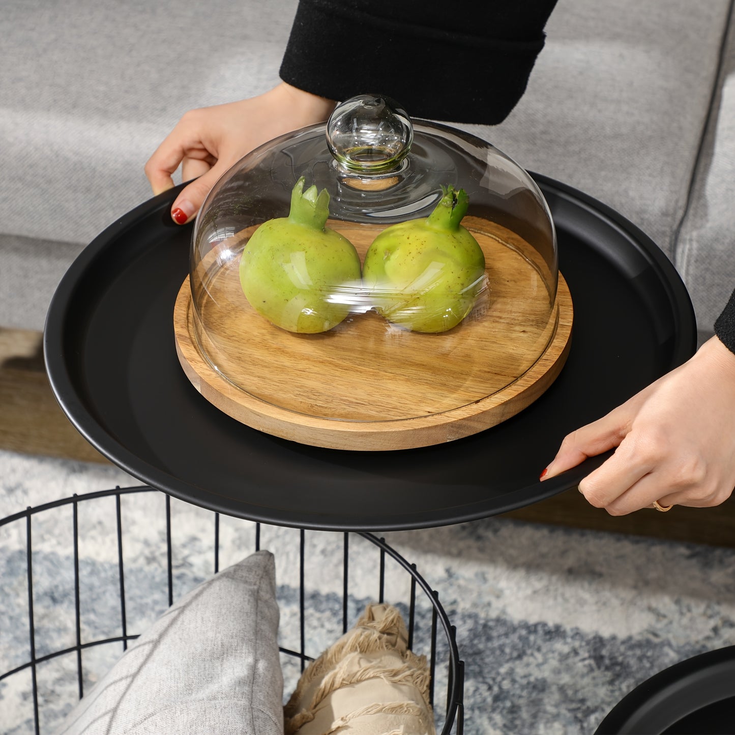 Salontafel – Bijzettafel – Koffietafel – Woonkamertafel – Zwarte Stalen Set van 2 – Met Opbergruimte – Compact & Duurzaam