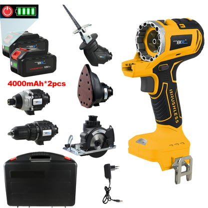 Accuboormachine – Schroefboormachine – Klopboormachine – Boormachine – Boor-/schroefmachine – 5-in-1 Multifunctionele Set – 18V Brushless Motor met 2x 4000mAh Accu en Draagbare Koffer