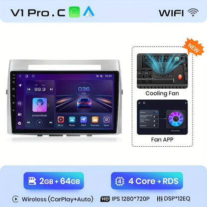 Multimedia Autoradio – Auto Audio Systeem – Navigatiesysteem – 2-DIN Speler – Carplay Android Auto – 9 Inch Touchscreen – Ingebouwde Wi-Fi