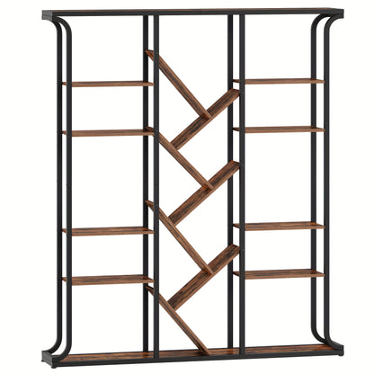 Bookshelf, 3 Columns 6 Tier Tree-Shaped Bookcase, 17 Compartments Open Independent Shelves, for Home Office, Bedroom, Living Room, 24 X 156 X 180cm