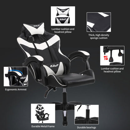 High-Back Gaming Chair PC Office Chair Computer Racing Chair PU Desk Task Chair Ergonomic Executive Swivel Rolling Chair with Lumbar Support for Back Pain Women, Men