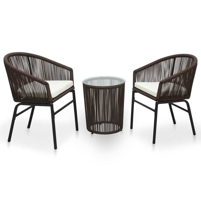 Bistro Set – Tuinset – Balkonset – Terrasmeubilair – Rattan Meubel – 3-delig – Comfortabele Kussens – Weerbestendig PE-Rattan – Bruin