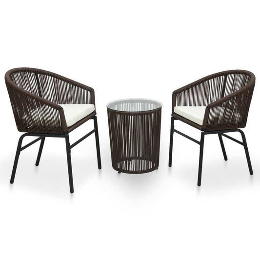 Bistro Set – Tuinset – Balkonset – Terrasmeubilair – Rattan Meubel – 3-delig – Comfortabele Kussens – Weerbestendig PE-Rattan – Bruin