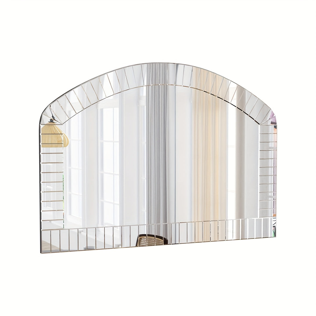 Boogvormige Wandspiegel – Wandspiegel – Spiegel – Decoratieve Spiegel – Luxe Spiegel – 100x70 cm – Bevelelde Glaskant – Zilverkleurig Frame
