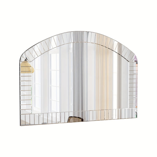 Boogvormige Wandspiegel – Wandspiegel – Spiegel – Decoratieve Spiegel – Luxe Spiegel – 100x70 cm – Bevelelde Glaskant – Zilverkleurig Frame